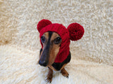 Christmas Clothes Pet Outfit Pom Pom Hat, Pet clothes winter warm wool snood hat for small dogs with pompom, pet gift, dog gift