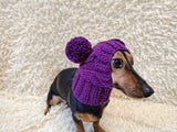Pet snood hat winter warm wool snood hat for small dogs with two pom poms pet gift dog gift