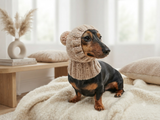 Angora Super Warm Dog Hat with Pom-Pom, Knitted Costume Pet Clothes Warm Cap Closed Ears for Dachshund beanie