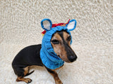 Handmade Knitted Unicorn Dog Snood with Rainbow Mane & Ears