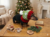 Snowflakes Dog Hat PomPom, Designer Pet Party Clothes outfit, Warm Winter knitted Dachshund cap with Pattern, gift for dogs lover