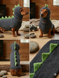 Dinosaur costume for dogs, dachshund dinosaur costume sweater and hat, dino dog cloches, dino dog sweater