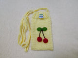 Handmade Knitted Phone Bag • Red Cherry Fruit Decor Phone Case • Aesthetic Gift for Teen Girls