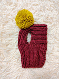 Hat for dog with pompom and holes for the ears