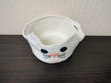 Crochet Cat Basket, White Kitten Nursery Storage Bin, Small Yarn Bowl, Cute Makeup Organizer, Cat Lover Gift, Kawaii Kids Room Decor