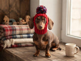 Dog Snood with Pom Pom, Knitted Dog Balaclava, Winter Dog Hat for Small Dogs, Puppy Snood, Dachshund Outfit, Pet Gift, Warm Dog Clothes