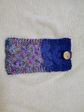Handmade Knitted Phone Sleeve Case - Soft Wool Protective Sock Pouch for iPhone & Android - Colorful Cable Knit Phone Cover with Wooden Button