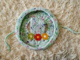 Crochet Dog Sun Hat with Flower Appliqué - Handmade Dachshund Bucket Hat - Floral Pet Summer Accessory - Cute Dog Bonnet with Ear Holes