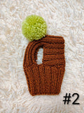 9 color Handmade Knit Dog Hat with Ear Holes – Warm Wool-Blend Winter Beanie & Snood for Dachshunds and Small to Medium Pets –Cute Puppy Pom Pom Cap