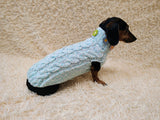 Handmade Cable Knit Dachshund Sweater | Warm Dog Clothes