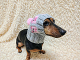 Dog hat pig print designer handmade festive holiday clothes pet beanie costume, warm winter cap for dachshund with pompom