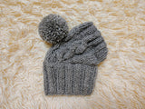 Dog hat with pom poms wool, warm hat for dachshund, wool hat for small dogs