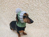 Cute Hand-Knitted Dachshund Snood and Pom-Pom Beanie Set - Cozy Dog Hat and Neck Warmer