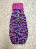 Original dog sweater with arans and pom-poms Rainbow melange dog sweater with cable knit, warm knitted winter dachshund outfit pet clothes
