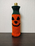 Pumpkin Halloween Wine Bottle Cover | Knit Jack-O'-Lantern Cozy