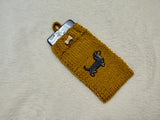 Dachshund Lover Gift Knitted Phone Sleeve | Wiener Dog Mom Wool Phone Sock | Cable Knit Smartphone Pouch with Button | Cozy Doxie Gift Case