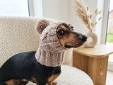 Dog hat with pom poms wool, warm hat for dachshund, wool hat for small dogs