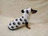 Cozy Knit Dog Jumper with Paws Pattern | Handmade Pet Apparel