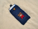 Bear Phone Sleeve, Universal Crochet Cell Phone Pouch 6.7x3.5", Cute Teddy Bear Phone Case, Soft Yarn Sock for iPhone Samsung, Cozy Gift