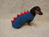 Dachshund Dinosaur Hoodie – Warm Knitted Sweater for Small Dogs