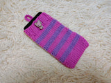 Cute Animal Companion Knit Phone Case | Striped Phone Sleeve-Handmade Knit Animal Phone Pouch | Cozy Stretchy Phone Sock