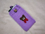 Bear Phone Sleeve, Universal Crochet Cell Phone Pouch 6.7x3.5", Cute Teddy Bear Phone Case, Soft Yarn Sock for iPhone Samsung, Cozy Gift
