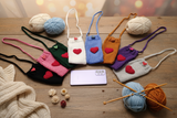 Heart Knitted Phone Crossbody Bag | Crochet Valentine Gift for Her | Small Romantic Smartphone Purse with Heart Decor | Made with Love Phone Sleeve
