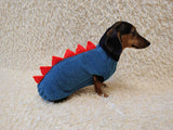 Dachshund Dinosaur Hoodie – Warm Knitted Sweater for Small Dogs