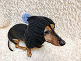 Angora Super Warm Dog Hat with Pom-Pom, Knitted Costume Pet Clothes Warm Cap Closed Ears for Dachshund beanie