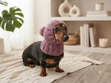 Angora Super Warm Dog Hat with Pom-Pom, Knitted Costume Pet Clothes Warm Cap Closed Ears for Dachshund beanie