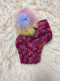 Handmade Dachshund Beanie, Knitted Dog Snood with Pom Pom, Winter Puppy Hat, Small Pet Ear Warmer, Custom Dog Apparel