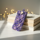 Handmade Knitted Phone Sleeve Case - Soft Wool Protective Sock Pouch for iPhone & Android - Colorful Cable Knit Phone Cover with Wooden Button