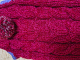 Cozy Dachshund Sweater, Hand Knit Cable Jumper for Doxie, Winter Wiener Dog Clothes, Custom Pet Apparel, Magenta Purple Knitwear for Dogs