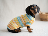 Bright sweater for a petite dachshund, Pet clothes patterned sweater,dachshund clothes sweater