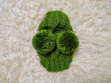 Clothes warm for pets wool hat snood with two pom poms, gift for pet dogs hat with pom poms