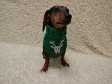 Christmas deer print wool sweater with arans for dogs, dachshund warm clothes jumper cable