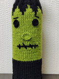 Frankenstein Halloween Wine Bottle Cover | Green Monster Cozy