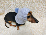 Angora Super Warm Dog Hat with Pom-Pom, Knitted Costume Pet Clothes Warm Cap Closed Ears for Dachshund beanie