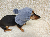 Angora Super Warm Dog Hat with Pom-Pom, Knitted Costume Pet Clothes Warm Cap Closed Ears for Dachshund beanie