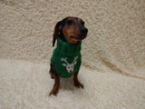 Christmas deer print wool sweater with arans for dogs, dachshund warm clothes jumper cable