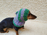 8 color Alpaca tweed striped Dog Hat, Knitted Set Warm Pet Clothes outfit apparel, Closed Ear Cap for Dachshunds beanie