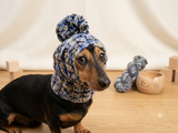 Hand-Knit Dog Balaclava Hat with Pom-Pom | Cozy Winter Dog Snood