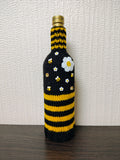 Handmade Bee Wine Bottle Cover | Knit Honeybee Bottle Cozy Gift