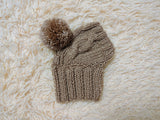 Dog hat with pom poms wool, warm hat for dachshund, wool hat for small dogs