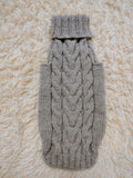 Bear print wool sweater with arans for dogs, dachshund warm clothes jumper with cable