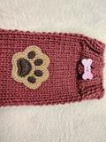 Dog Lover Knitted Phone Case with Paw Embroidery | Soft Wool Phone Sleeve | Wiener Dog Pouch with Bone Button | Cute Puppy Paw Gift for Her