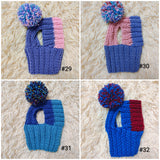 36 color Dachshund Snood with Pom Pom, Hand Knitted Dog Balaclava, Dog Winter Hat, Puppy Snood, Cute Dog Clothes, Small Dog Outfit