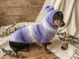 Purple knitwear set for dachshund sweater and hat, costume for miniature dachshund sweater and hat, Doxie sweater and hat set
