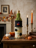 Spider & Pumpkin Halloween Wine Bottle Cozy | Knit Holiday Decor