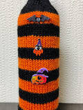 Halloween Wine Bottle Cozy | Knit Bat Owl Pumpkin Drink Decor